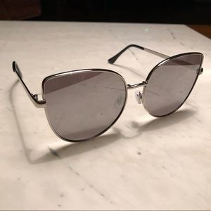Silver Reflective Cat Eye Sunglasses